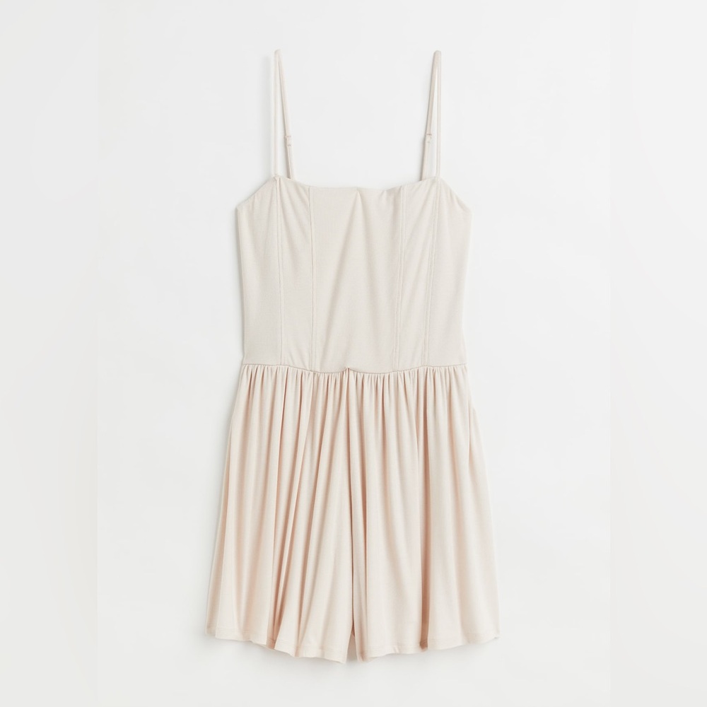 Elegant Tan Spaghetti Strap Romper